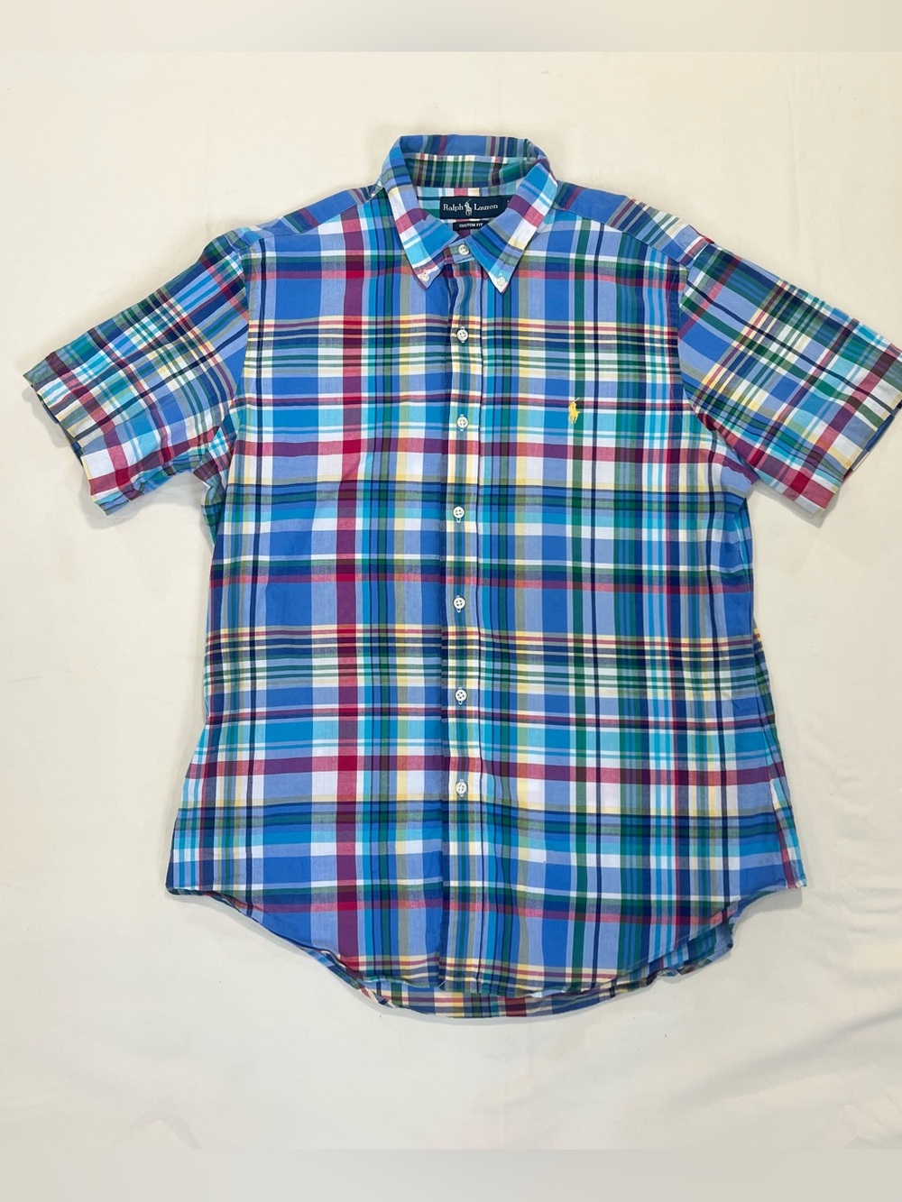 Ralph Lauren Blue Multi-Color Plaid Short-Sleeve Button-Down Shirt